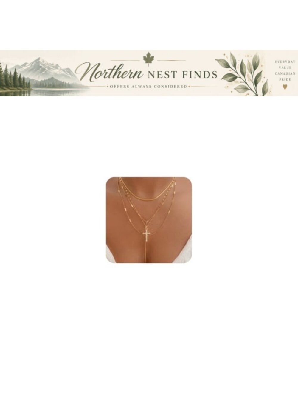 14K Gold Plated Layered Necklace Cross Geometric Square Pendant Choker